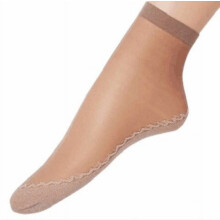 Damespanty met zijdezachte antislip katoenen zool, doorschijnende enkelkousen met versterkte teen, koffiekleurig