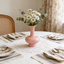 Vase en céramique pour fleurs séchées 6,6 x 10,4 cm, col élancé, décoration moderne pour table de mariage/maison/bureau – Rose (1 pièce)