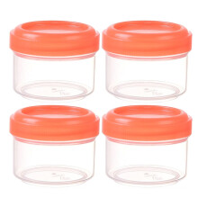 Lot de 4 mini pots ronds transparents avec couvercles étanches, contenants de rangement rechargeables de 35 ml, bouteilles empilables pour