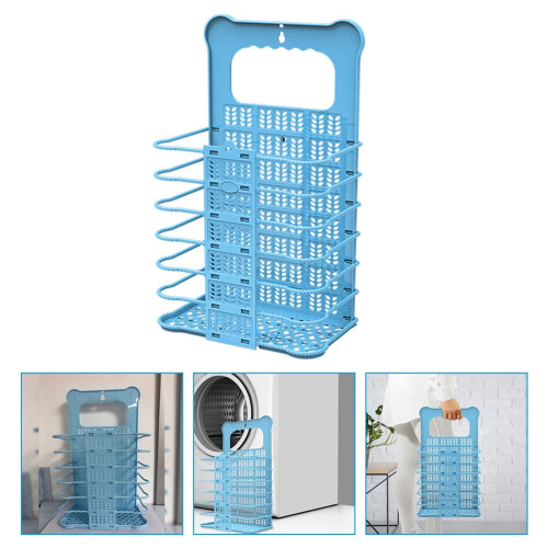 Panier à linge mural pliable bleu ciel