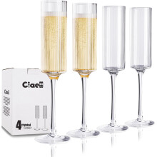 Ensemble de 4 flûtes à champagne vintage en cristal côtelé