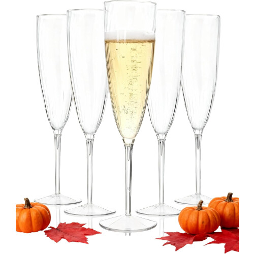 Pahare de șampanie din plastic transparent, 170 ml – pachet de 38