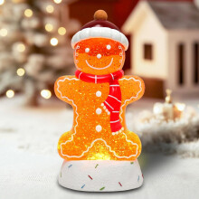 GinYANTONrbread Christmas Snow Globe Lantern, 8 Songs, 6H Timer, USB/Battery Powered – Compatible with GinYANTONrbread