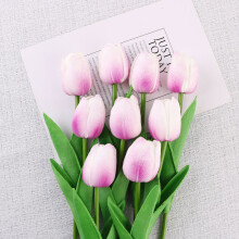 WANYNG Composition florale de tulipes artificielles, mini centre de table idéal pour les photos, les décors de mariage et la décoration de table