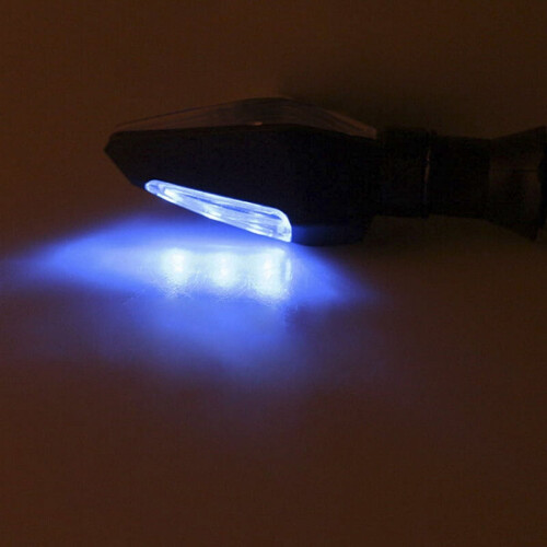 12LED Amber+Blue Motorcycle Turn Signal Indicator Light Blinker Universal 2