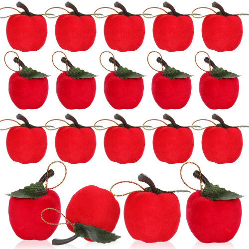 KALLORY Red Apple-Shaped Christmas Baubles, 24 pcs