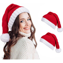Weihnachtsmannmütze, rot, gestrickt, für Weihnachten, Partys, für Erwachsene, Damen und Herren