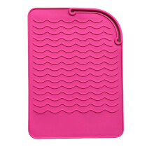 Silicone Heat Resistant Mat for Curling Iron, Flat Irons and Hair Straightener Hair Styling Tools 9" x 6.5", Food Grade, Hot Pink