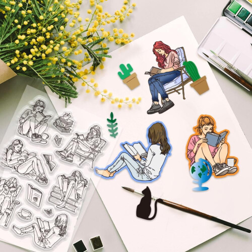 Σφραγίδες Σιλικόνης Lady & Books Διαφανείς (6,3x4,33") για Scrapbooking, Κάρτες, Ημερολόγια DIY – 1