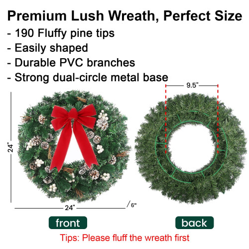 24-Zoll-Weihnachtskranz mit 50 LED-Lichtern 2