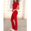 Solid Color Slim Fit Short Sleeve Trousers Suit Red S 3