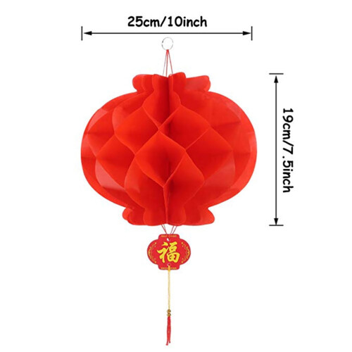 Red Paper Lanterns Honeycomb Ball Shape 20 Pack 1