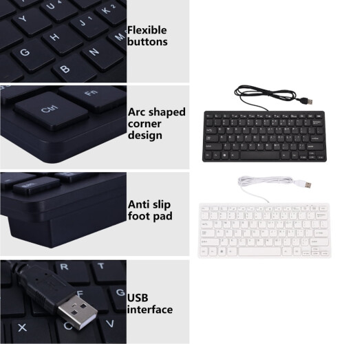 Πληκτρολόγιο USB με καλώδιο 72 πλήκτρων, αθόρυβη ανάδραση με αφή, εξοικονόμηση 1