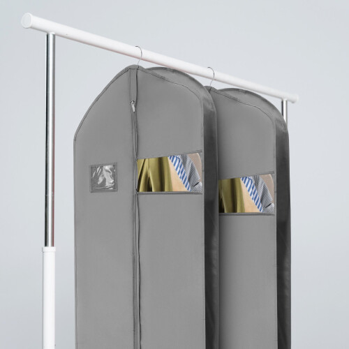 Jakkesætspose Non-Woven PVC Lysegrå 2 stk. 2