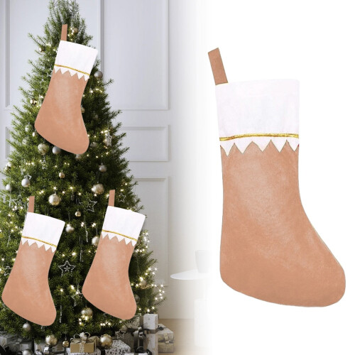 Bas de Noël blancs de 35,5 cm avec bordure dorée 1
