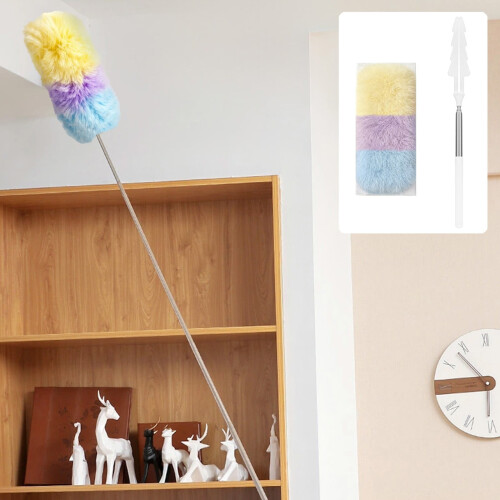 Rainbows Extendable Static Duster, 43" Rod + 10 Disposable Microfiber Pads for Ceiling/Window – Compatible with Rainbows 1