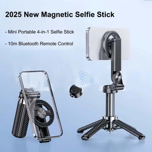 Selfie stick magnetico 4 in 1 con rotazione a 360 e telecomando wireless, compatibile con iPhone e Android. 1