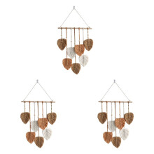 3X Liść Macrame Wall Hanging Boho Room Home Decor Tkany Estetyczny Gobelin ŚCienny Home Room Dekoracje ŚLubne Khaki