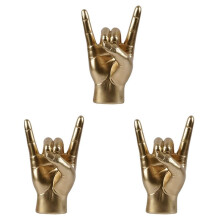 3X Statue de Geste de Main de Roche, Sculpture de Doigt Artisanale D'Art de Musique Rock pour Décor de Salle D'Étude D'Amateur de Musique de Rock,