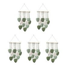 5X Leaf Macrame Wall Hanging Boho Room Home Decor Woven Aesthetic Wall Home Room Wedding Decoration Green