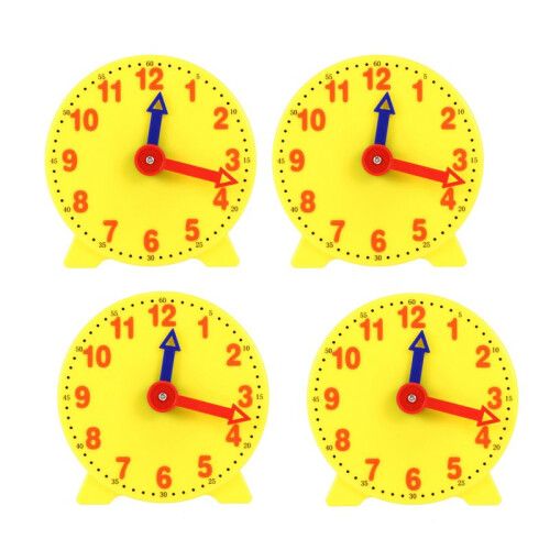 4pcs 4 Inch Student Learning Clock  Model Teacher Gear Clock 12/24 Hour School Learning Tools