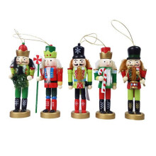 5Pcs 12cm Nutcracker Christmas Soldier Ornament Puppet Christmas Figure Ornament Desk Decoratio