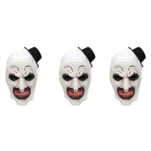 3X Halloween-Terrifier-Maske, Killer-Clown-Maske, Gruseliges Joker-Kostüm, Halloween-Horror-Gruselmaske für Erwachsene, Männer und Frauen