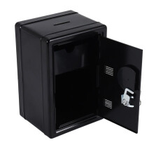 Safe Box Organizer Iron Desk Decorative Box Piggy Bank Metal Cabinet Money Storage Box Storage Box for Boys, Black