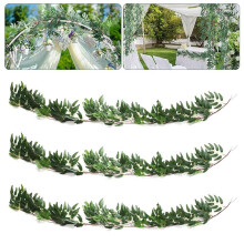 3 Pack (16.8Ft) Artificial Willow Leaves Vines Twigs- Fake Silk Hanging Willow Plant Greenery Garland String for Indoor