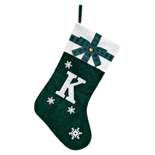 Meias de Natal monogramadas com punho de pelúcia vermelha de 45 cm (17,7 polegadas)