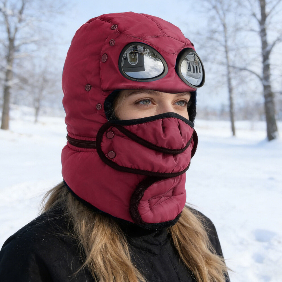Waterproof Winter Balaclava With Goggles - Padded Full Face Mask For Men & Women, Windproof Thermal Hood For Skiing, Snowmobiling, Outdoor Sports 9071309005998