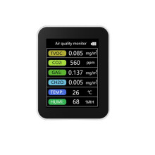 Tuya WiFi CO2 Detector Sensor Monitor de Calidad del Aire TVOC CO2 Gas CH2O Temperatura Humedad Medidor Detector,