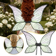 Carnival Butterfly Fairy Wings – Clear, Colorful Mardi Gras Photo Prop for Fairy Parties, Birthdays, Weddings (Compatible with Elastic Straps)