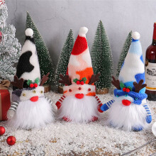 Christmas Gnome Doll Antlers with Lights Rudolph Doll Luminous Dwarf Ornaments for Home Xmas New Year Gifts-Black