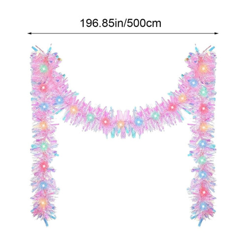 Roze metallic slinger van lametta, 5 meter 2