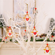 Ornements de NoëL en Forme D'Ange, Ornements D'Ange Elk-PèRe NoëL-Bonhomme de Neige Ornements de NoëL en Bois à Suspendre pour Arbre de NoëL