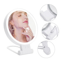 2pcs 10X Magnifying Makeup Mirror with Lights and Magnification,3 Colors Desktop LED Mirror and Vanity Mirror for Travel