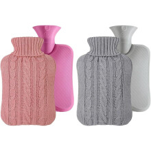 Wärmflasche aus Gummi mit gestricktem Bezug, 2 l
