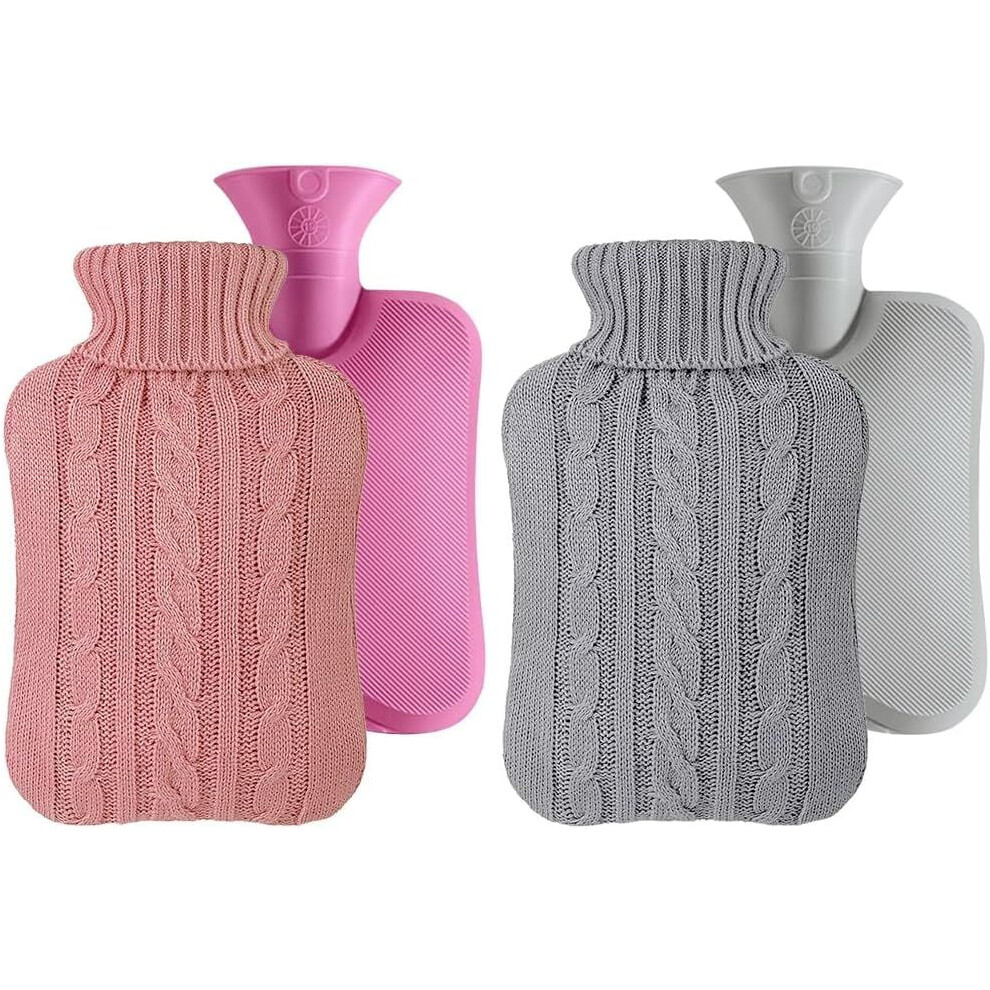 Rubber Hot Water Bottle with Knitted Cover 2 L