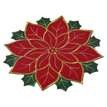 Holiday Christmas Embroidered Double Layer Applique Table Placemats Festive Dining Floral Home
