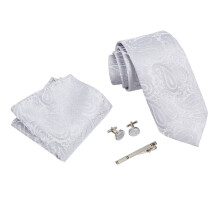 Men Necktie Set with Pocket Square Cufflinks Tie Clip for Business Formal Office Meeting Wedding Tie Set Accessories
