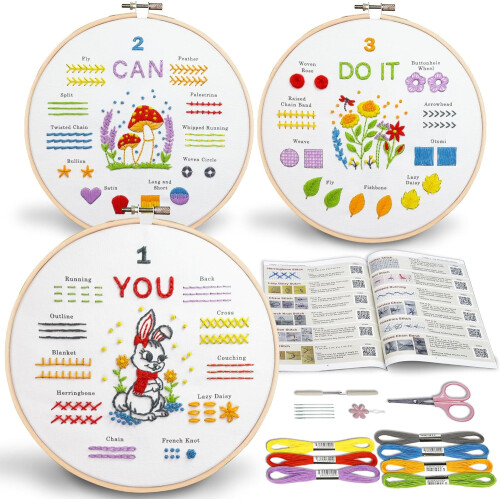 Embroidery Starter Kit for Beginners with Hoop