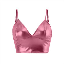 Women's PU Tank Top Bandeau Vest in Pink S