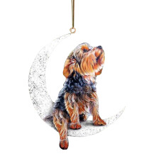 Dog Sit on the Moon Memorial Ornament – Compatible with Christmas Tree, Pet Loss Remembrance Gift & Home Decoration