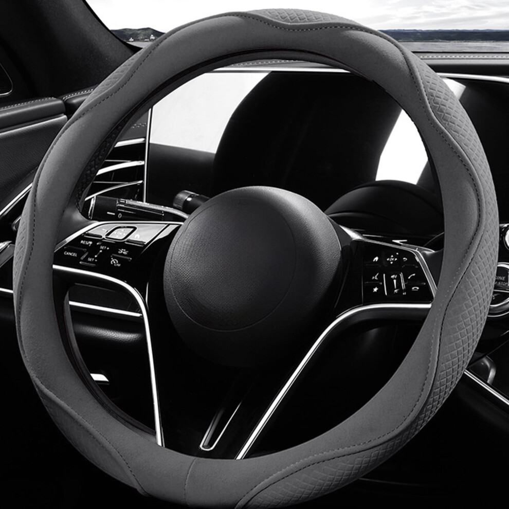 Car Steering Wheel Cover Fibre Non-Slip 36-40Cm Grey 9058772249876