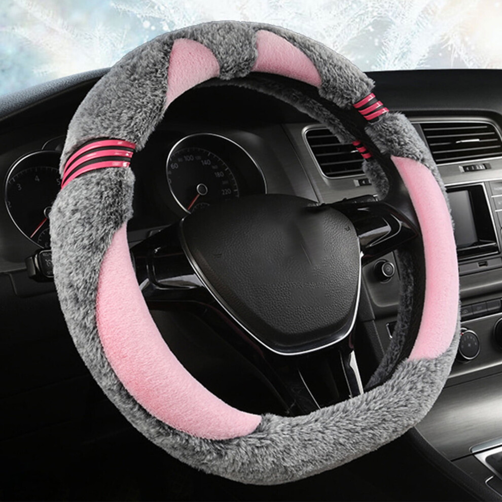 Fuzzy Steering Wheel Covers With Anti-Slip Rubber Inner Ring, Universal Fit 14.96 Inches For Car,Suv 9071309008609