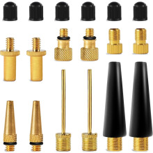 18pcs Air Pump Accessories Kit: Presta/Dunlop/Schrader Valve Adapters, Ball Needles, Balloon Nozzles – Compatible with Bikes & Inflatables