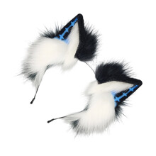 Cerchietto per capelli con orecchie da lupo in stile anime, fatto a mano, serie Dark, in peluche, unisex, accessorio per feste e costumi, per donne e