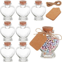 Stück herzförmige Glas-Gastgeschenkgläser (60 ml) mit Korkdeckeln, Etiketten und Schnur