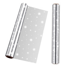 Snowflake Decorated Cellophane Wrap Roll, 3 Mil Thickness for Gift Basket Wrapping 1pc
